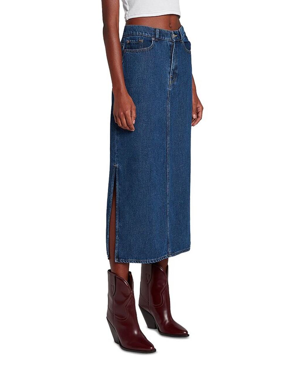 7 For All Mankind Classic Bluenote Denim Maxi Skirt Size 25